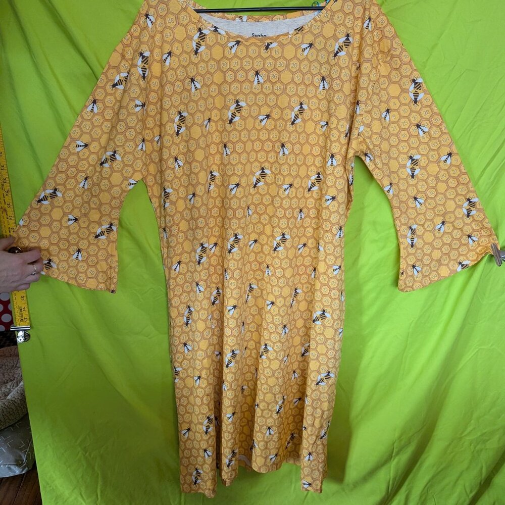 Svaha Honeycomb Curie Dress 4XL Bee & Numbers Print, Organic Cotton, NWT